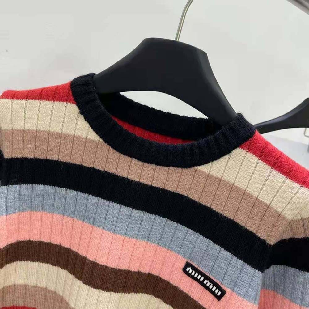 ÁO Miu Miu Women Cashmere Sweater with Logo Patch