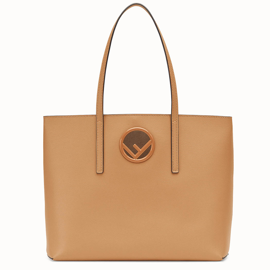 TÚI Fendi Women Leather Logo Shopper Bag-Beige