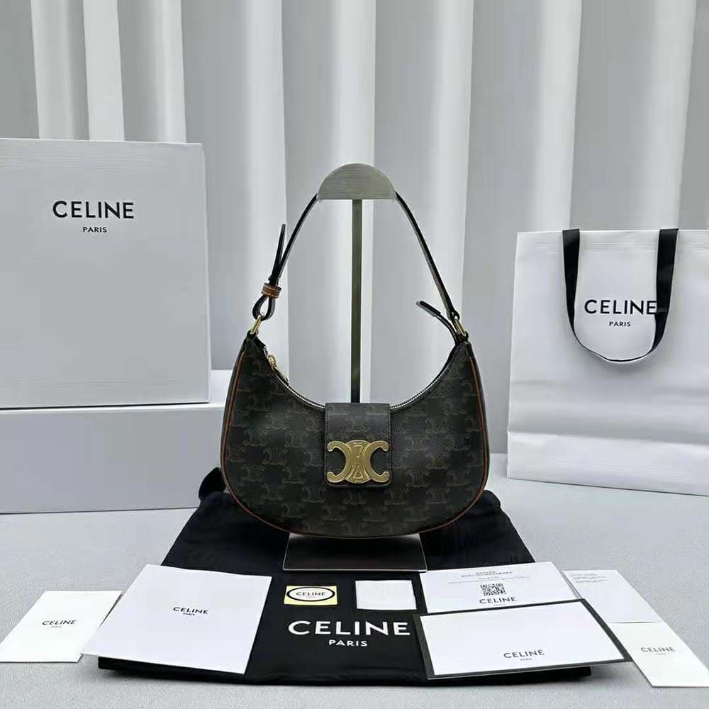 TÚI Celine Women Ava Triomphe Soft Bag in Triomphe Canvas and Calfskin