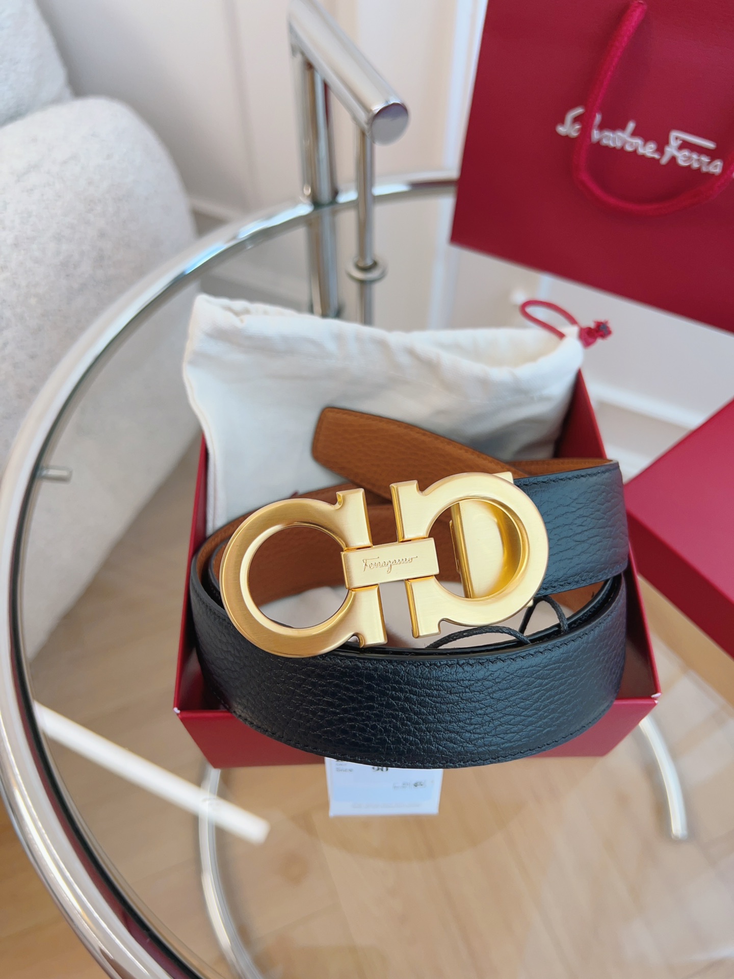 DÂY LƯNG Salvatore Ferragamo Adjustable Gancini Belt Khóa vàng