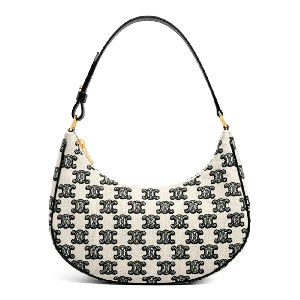 TÚI Celine Women Ava Bag in Textile with Triomphe Embroidery-Black