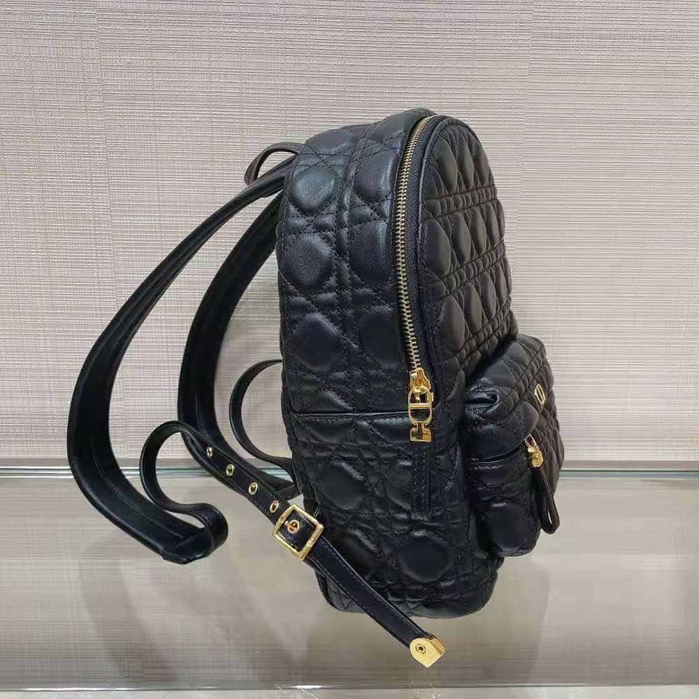 BALO Dior Women Small Dior Backpack Black Cannage Lambskin