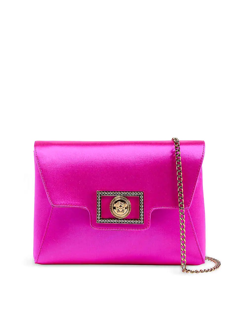 VÍ VERSACE Medusa logo-plaque satin clutch bag