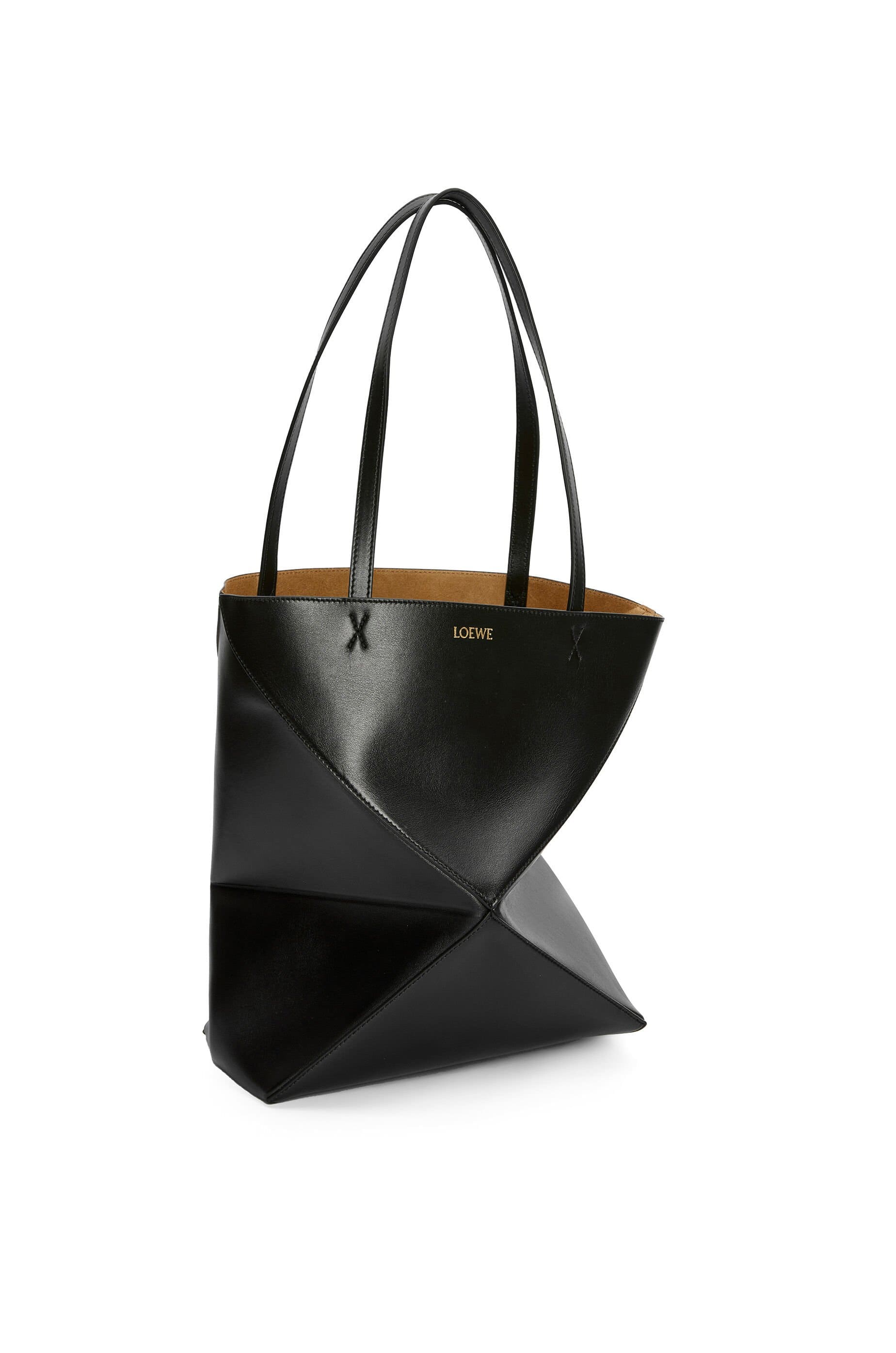 Túi LOEWE Puzzle Fold Tote in shiny calfskin black
