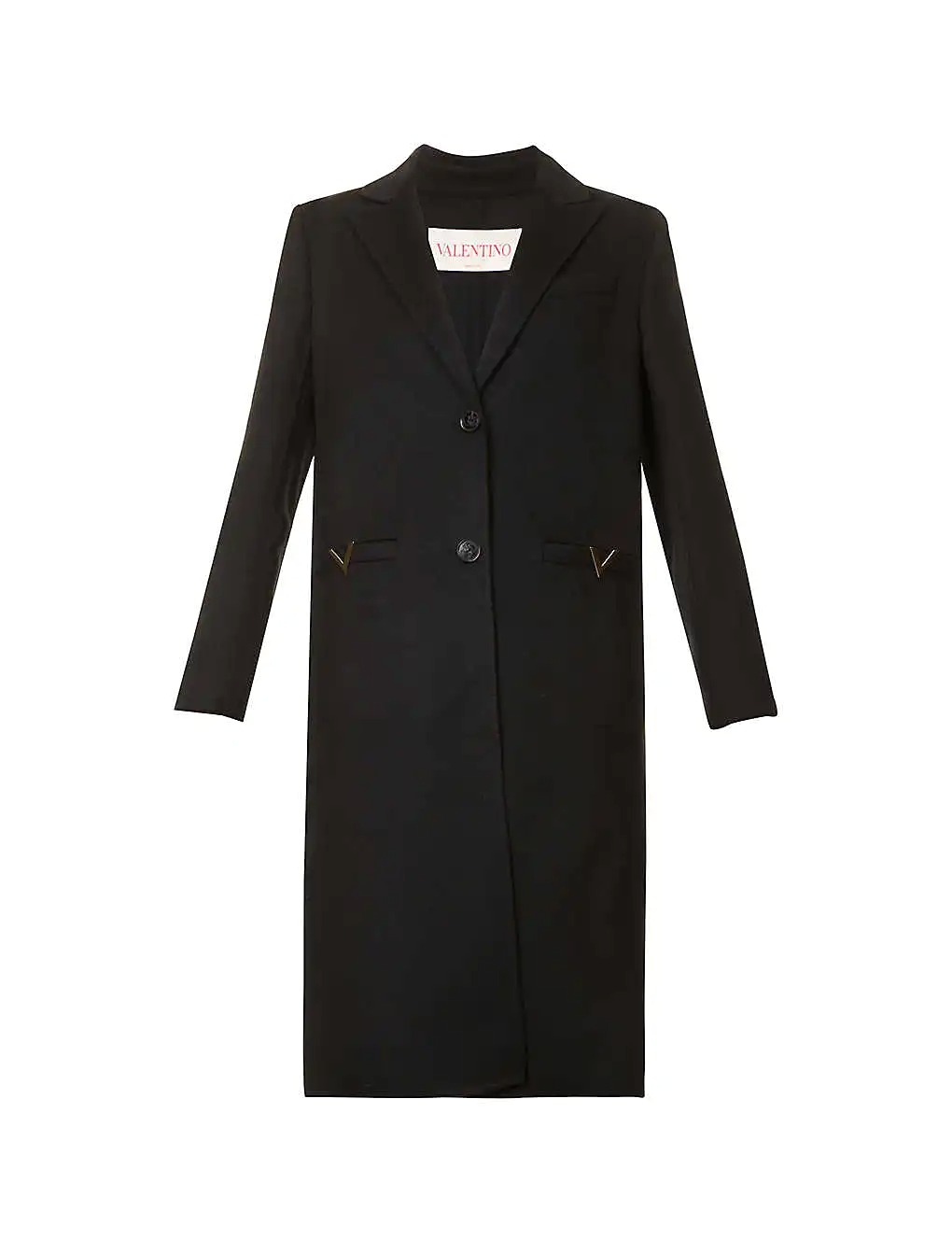 ÁO VALENTINO Logo-appliqué single-breasted wool-blend coat