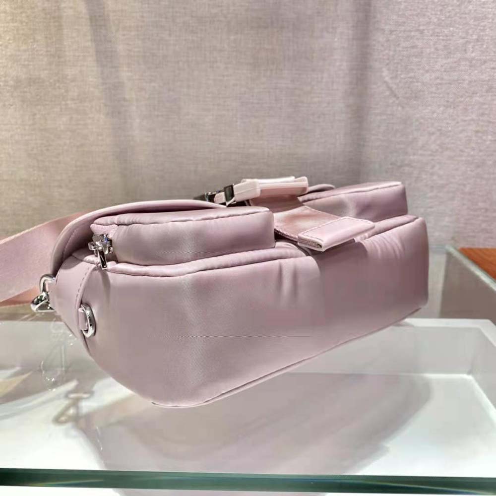 TÚI Prada Women Pocket Nylon and Brushed Leather Bag-Pink