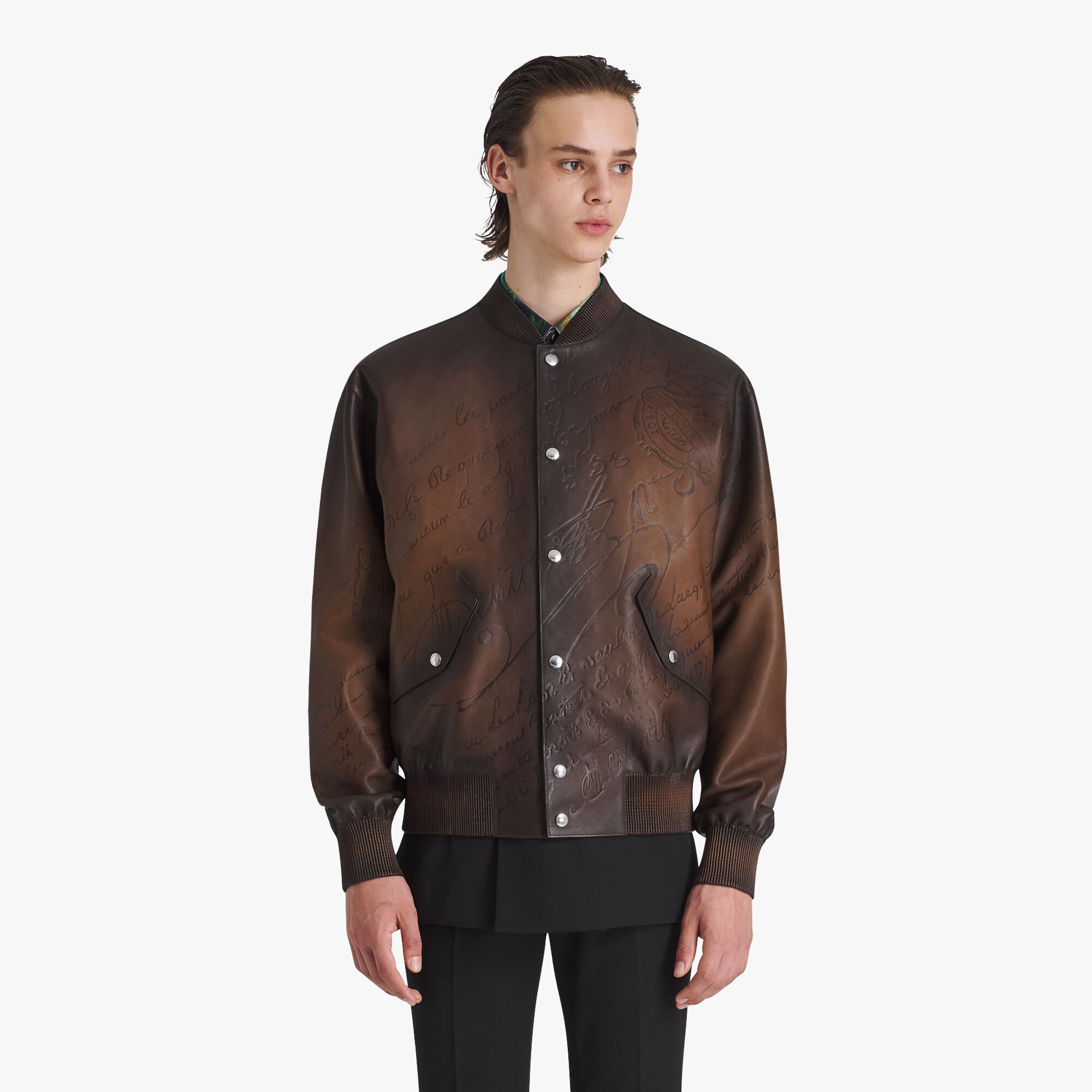ÁO BERLUTI SCRITTO leather jacket SS2021
