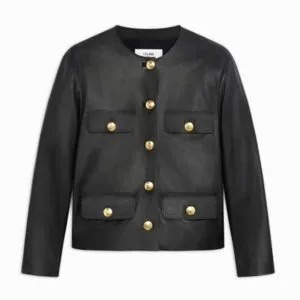 ÁO Celine Women Chasseur Jacket in Lambskin Leather-Black