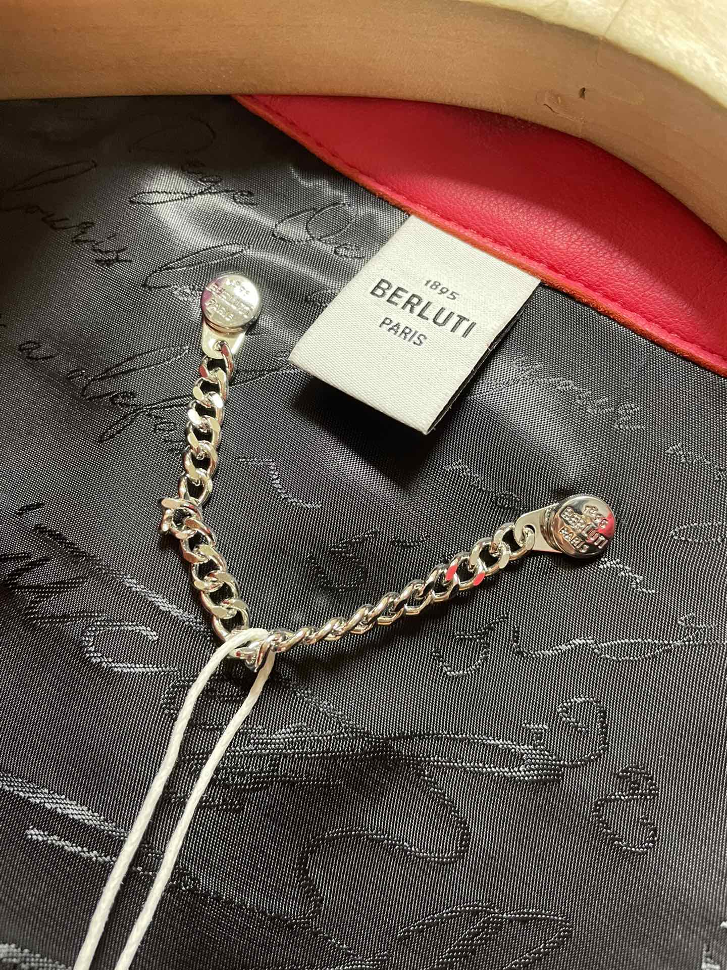 ÁO BERLUTI LEATHER JACKET RED PINK