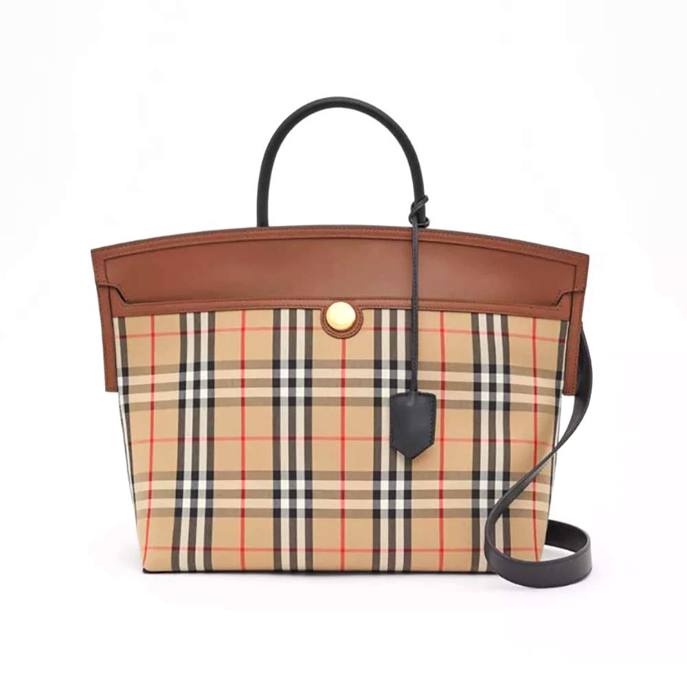 TÚI Burberry Women Vintage Check and Leather Society Top Handle Bag