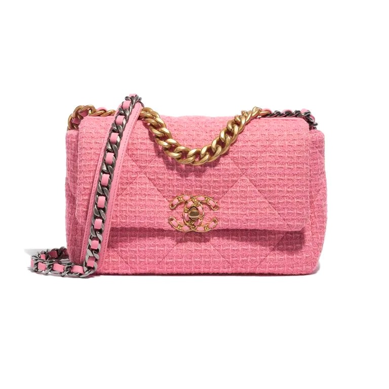 TÚI Chanel 19 Flap Bag Tweed Light Rosé