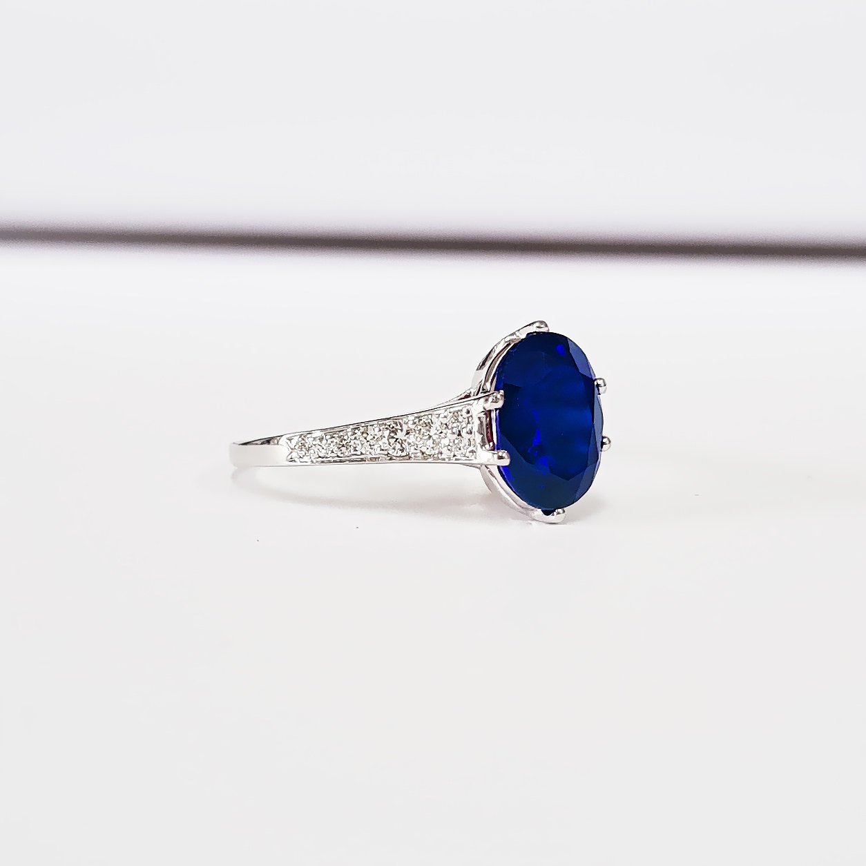 OVAL SAPPHIRE ROSE/WHITE/YELLOW GOLD ENGAGEMENT RING