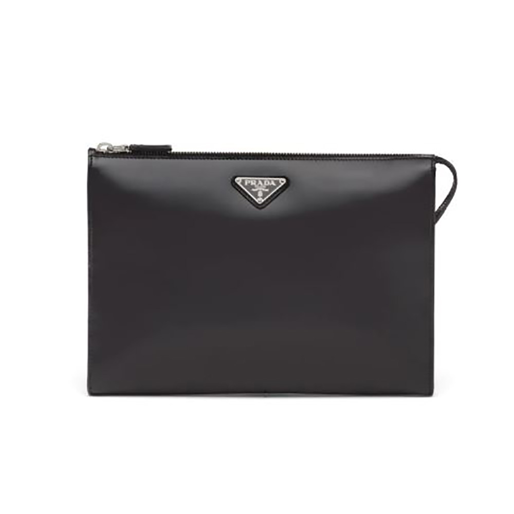 TÚI Prada Brushed Leather Pouch-Black