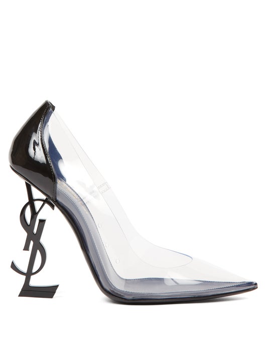 Giày Saint Laurent Opyum Ysl-Heel Leather And Pvc Pumps Ss2022