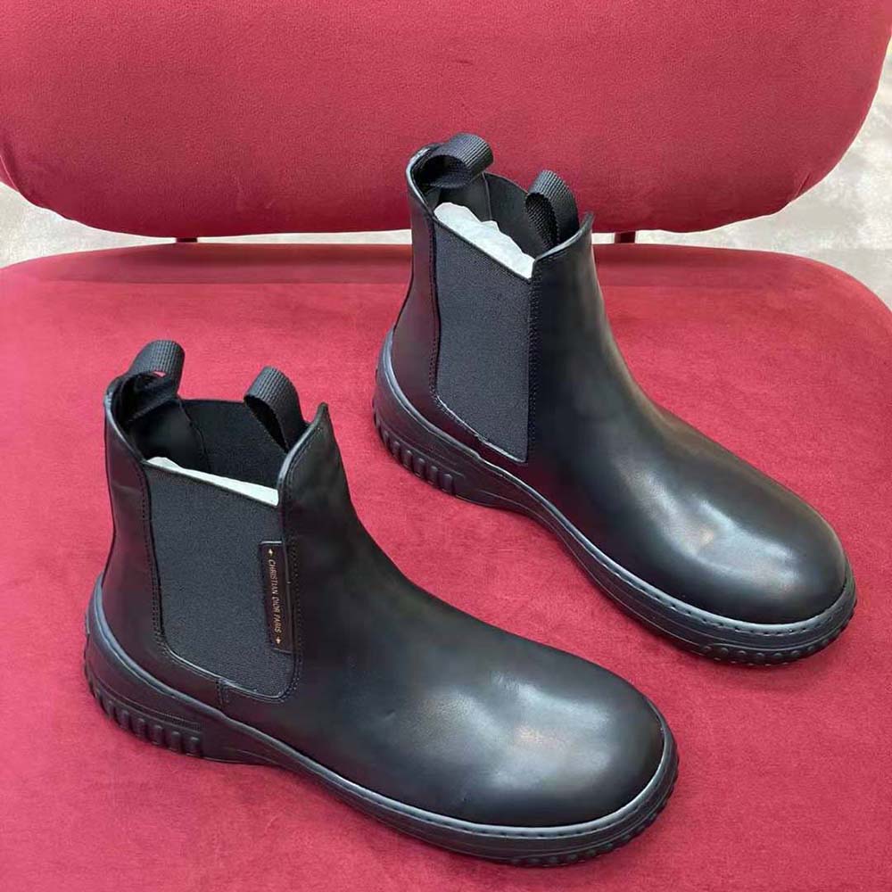 GIÀY Dior Men D-Racer Ankle Boot Black Calfskin
