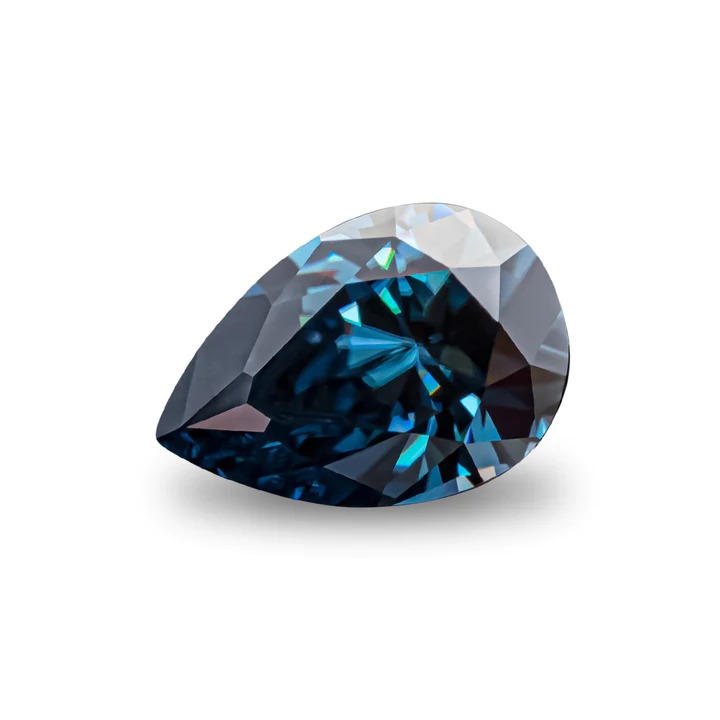 KIM CƯƠNG Pear Cut Coated Blue Loose Moissanite Stone