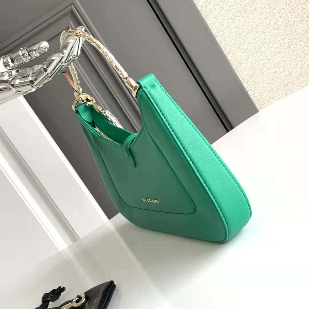 TÚI BVLGARI Women Serpenti Baia Small Shoulder Bag in Calf Leather-Green