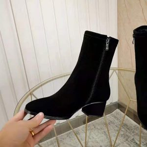 Giày Valentino Women Vlogo Signature Suede Ankle Boot 45 mm / 1.8 in-Black
