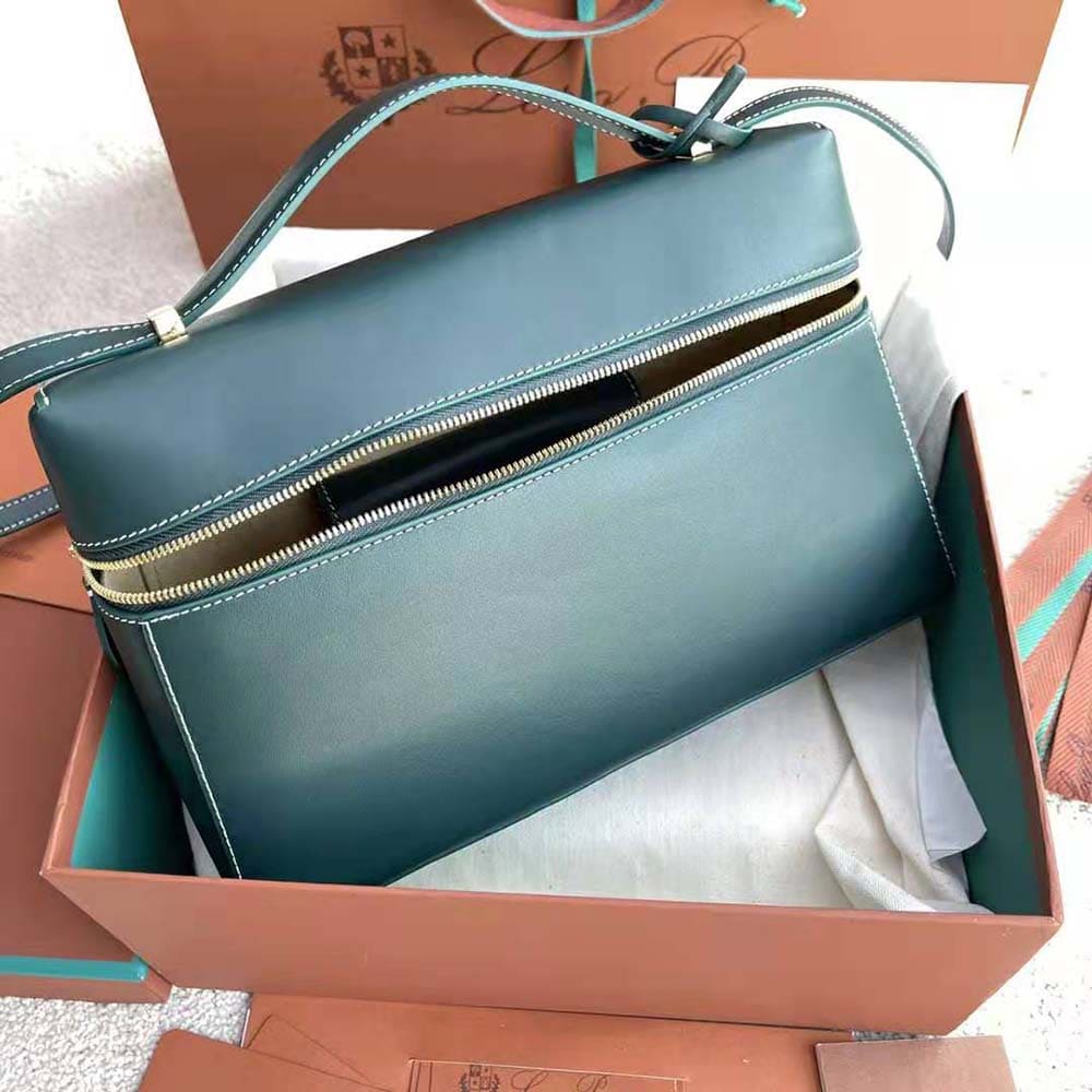 TÚI Loro Piana Women Extra Bag in Calfskin Leather-Green