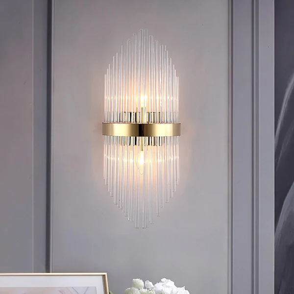 ĐÈN GẮN TƯỜNG Diana Tapered Crystal And Gold Ring Wall Lamp