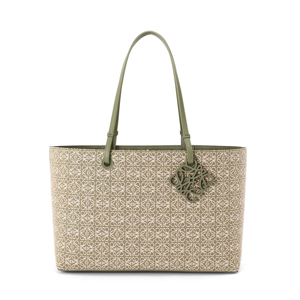 TÚI Loewe Women East West Tote Bag in Anagram Jacquard and Calfskin-Green