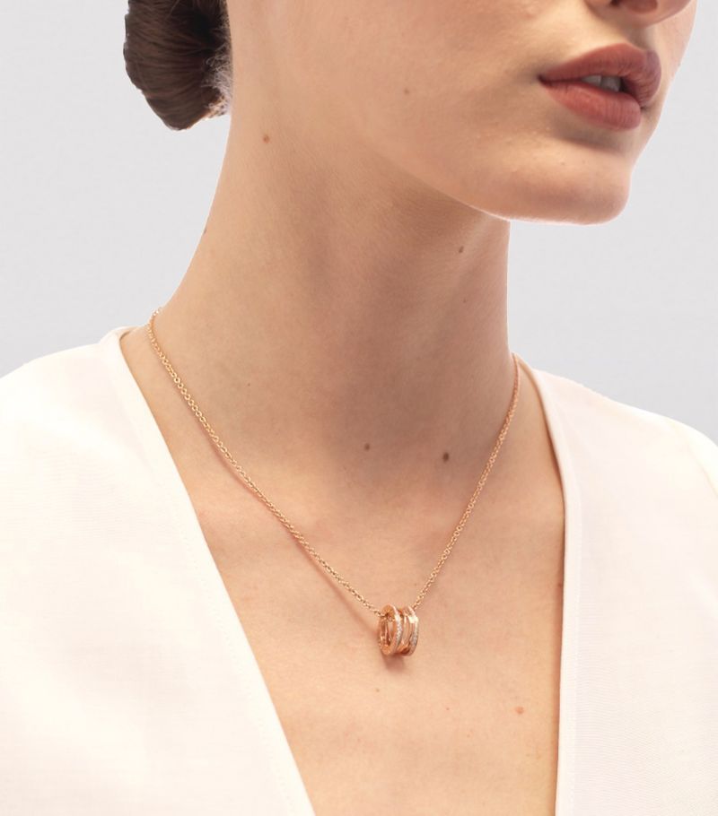 Vòng cổ BVLGARI Rose Gold and Diamond B.zero1 Necklace vàng hồng 18K