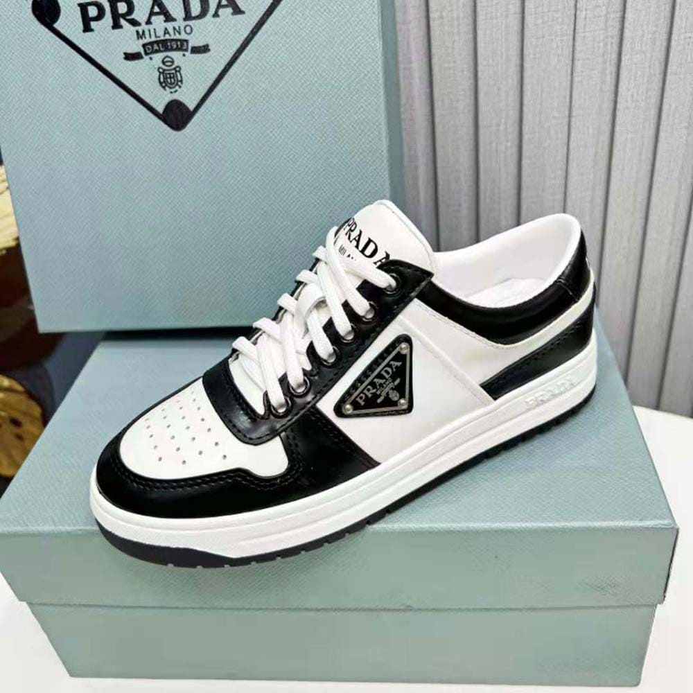 GIÀY Prada Women Downtown Leather Sneakers-White