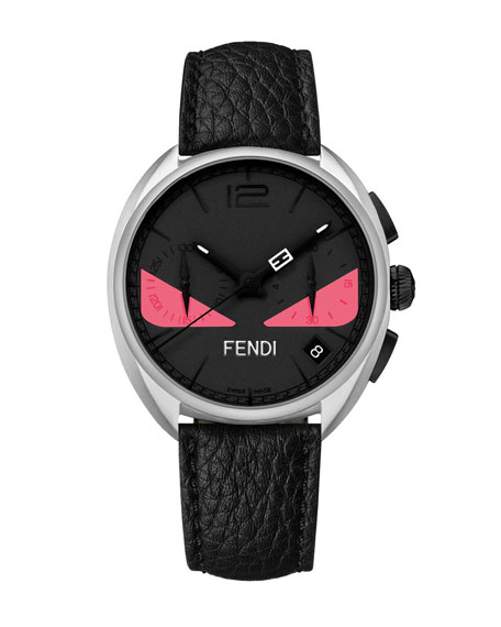 FENDI Momento Bugs Chronograph Leather Watch