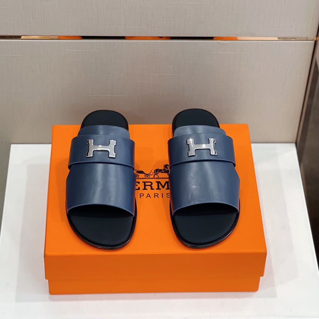 DÉP HERMES ARLES MULE BLUE SANDAL AAA
