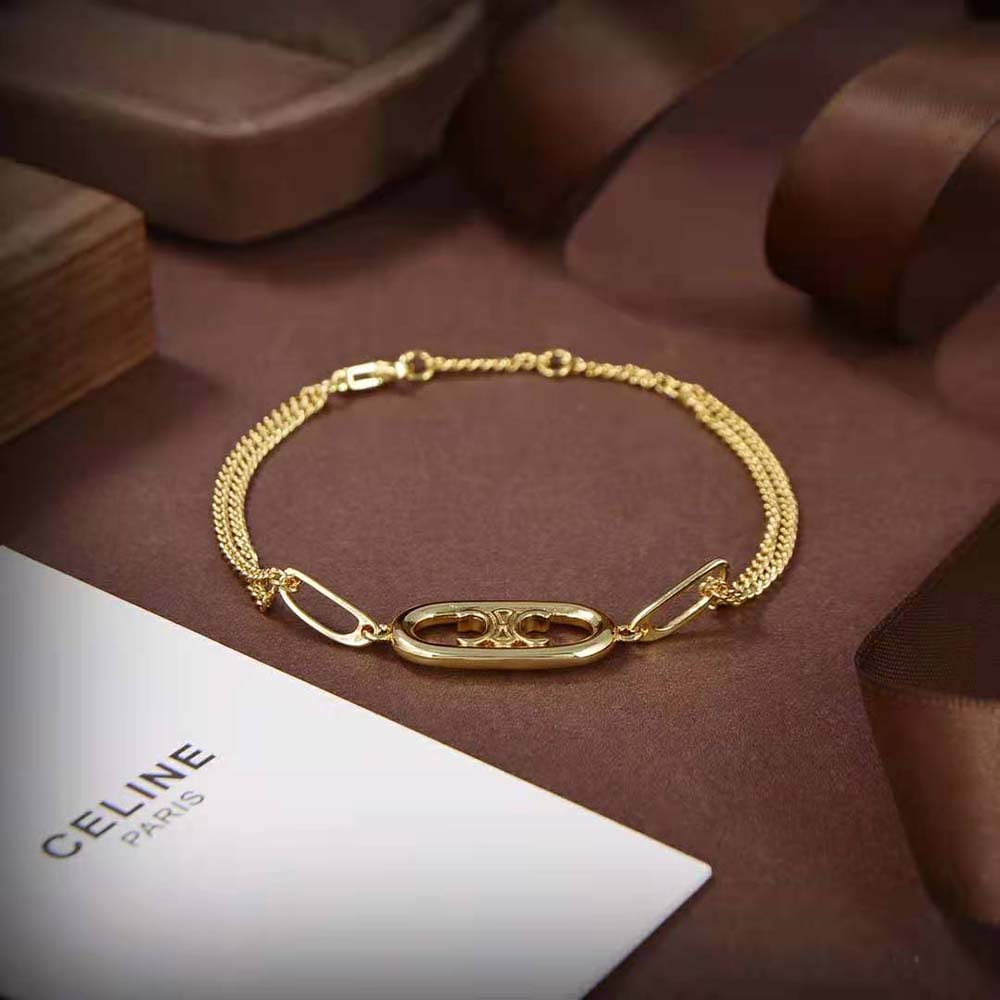 Vòng cổ Celine Maillon Triomphe Bracelet in Brass with Gold Finish