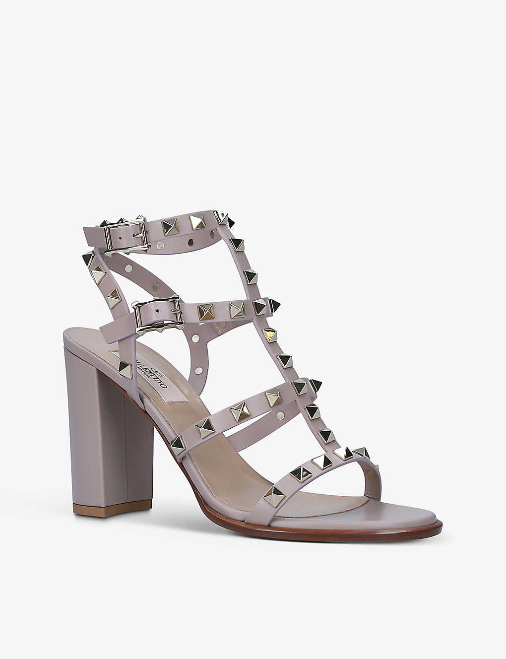 GIÀY VALENTINO GARAVANI Rockstud open-toe leather heeled sandals