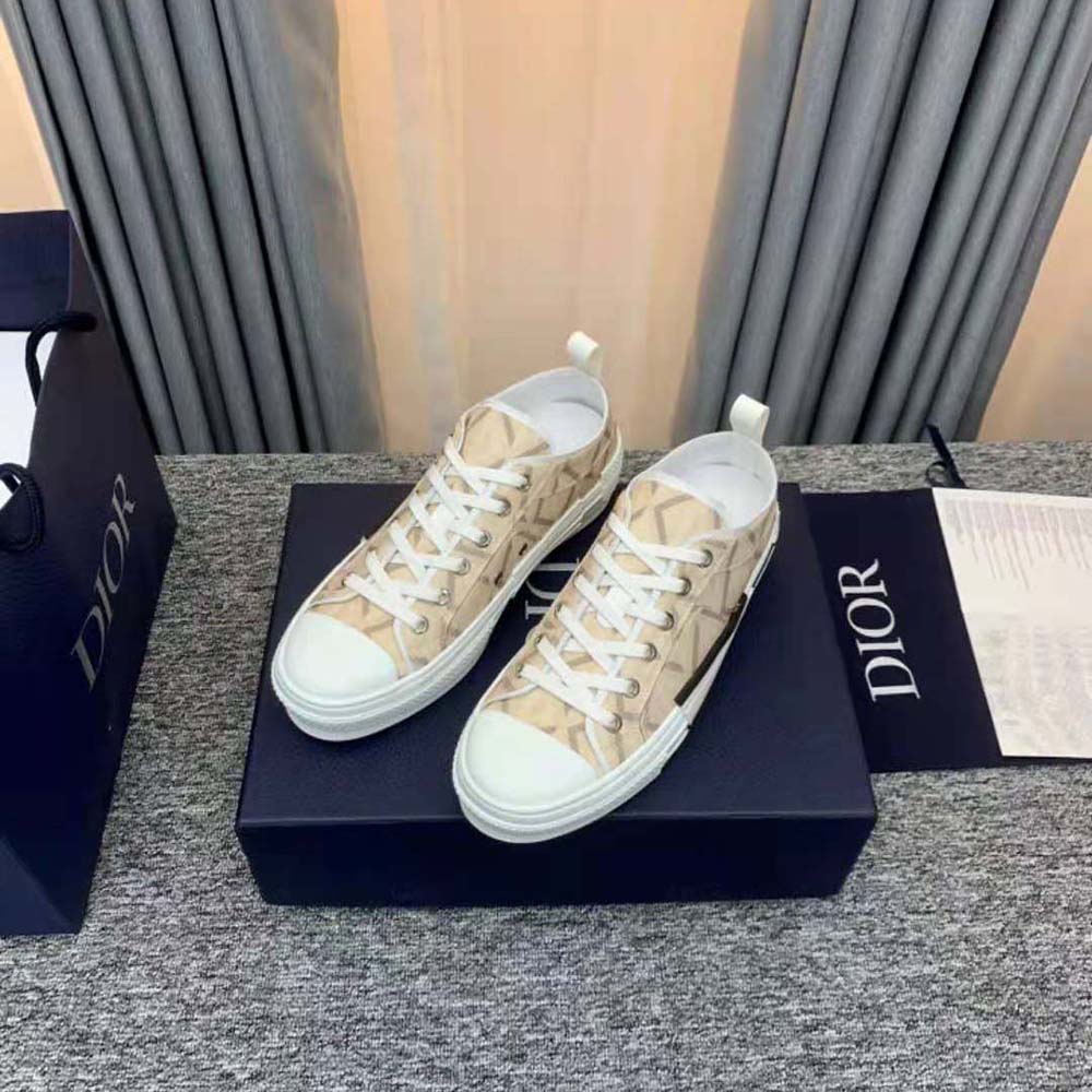 GIÀY DIOR Unisex B23 Low-Top Sneaker Dior Gray CD Diamond Canvas