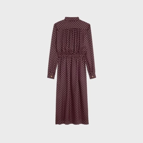 VÁY CELINE LOW LAVALLIÈRE DRESS IN SILK BORDEAUX/CRAIE