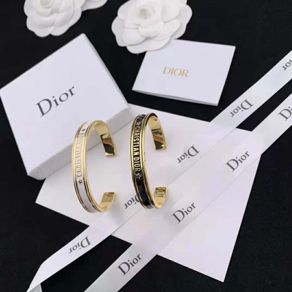 Vòng tay Dior Women Code Bangle Gold-Finish Metal and Black Lacquer