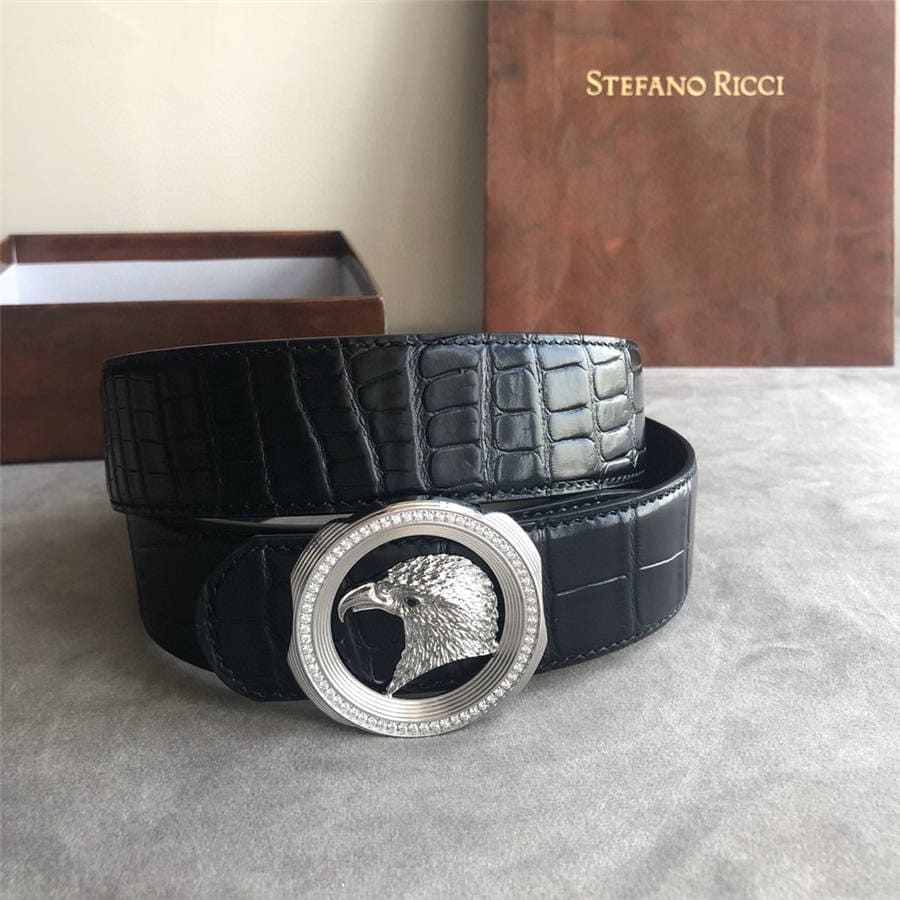 DÂY LƯNG STEFANO RICCI CROCODILE LEATHER DA CÁ SẤU Belt Khóa vàng