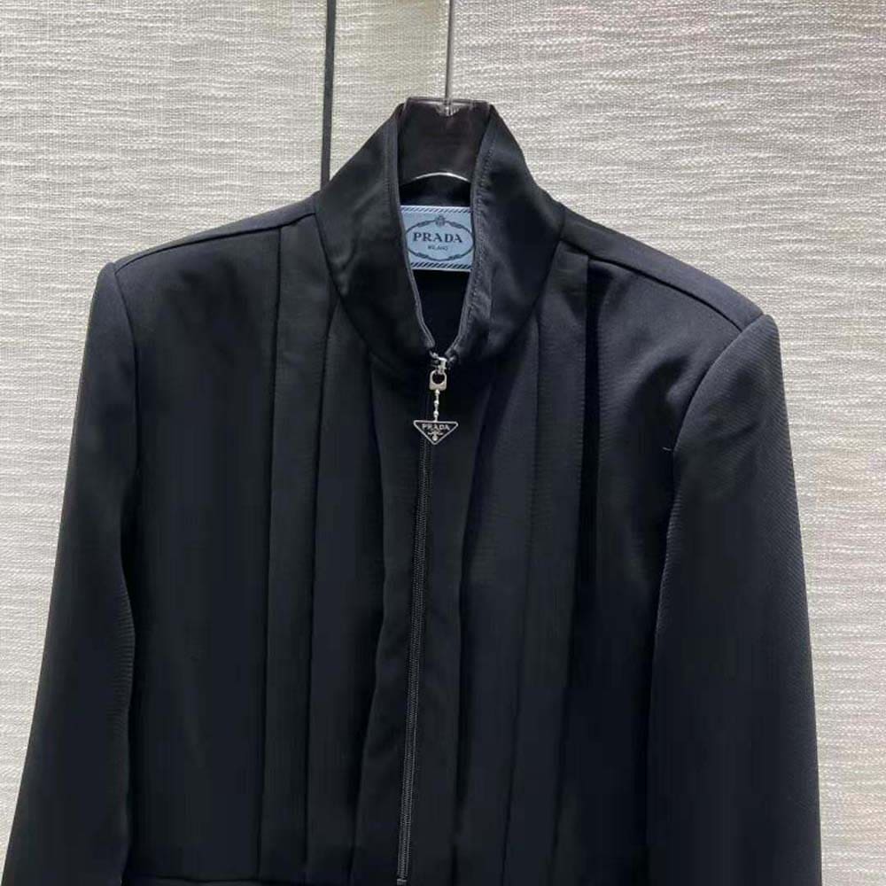 VÁY Prada Women Satin Sablé Mini-dress with Enameled Metal Triangle Logo