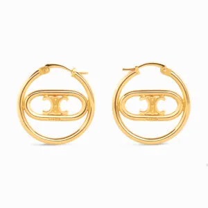 BÔNG TAI Celine Women Maillon Triomphe Bold Hoops in Brass with Gold Finish