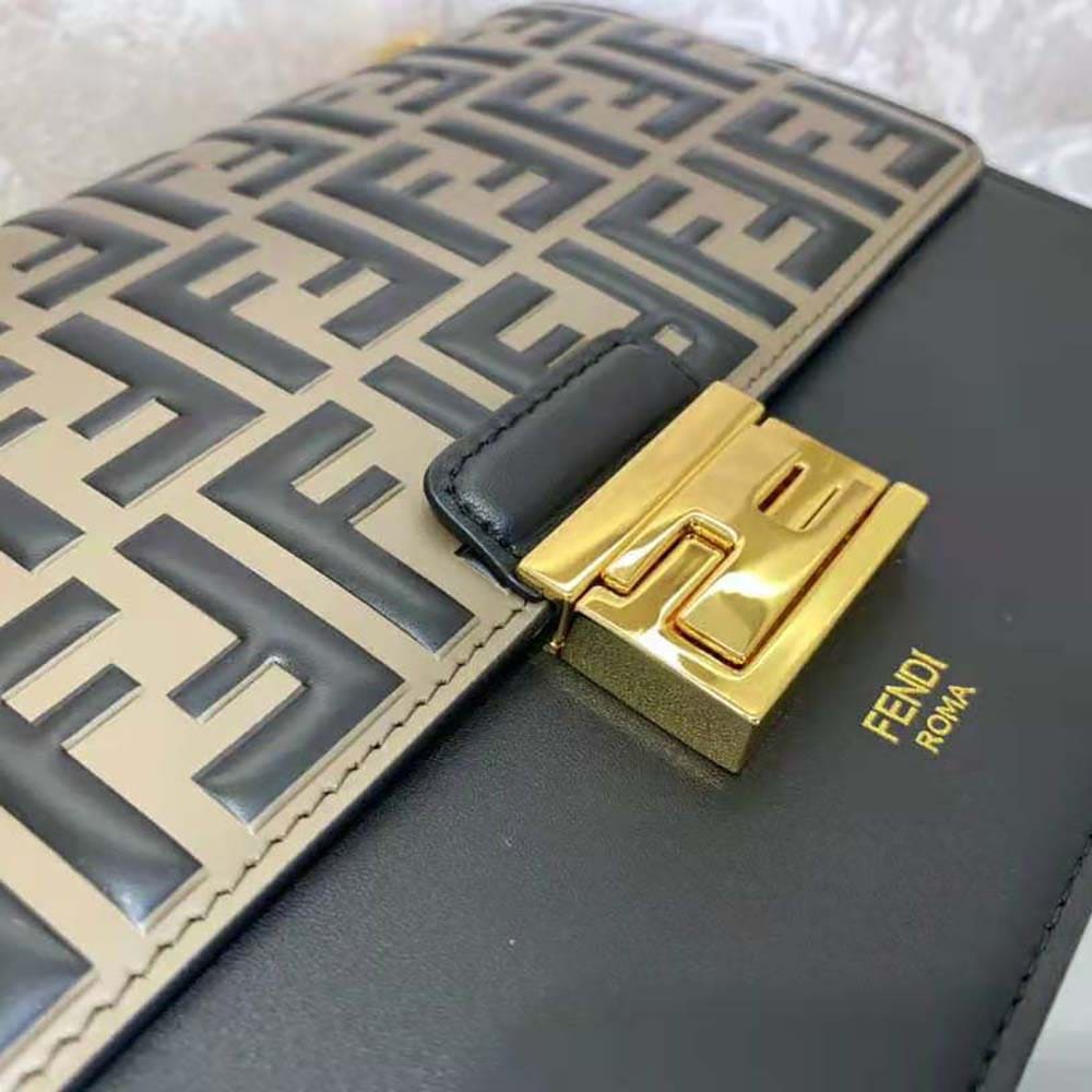 TÚI FENDI Women Kan I Black Leather Bag-Black