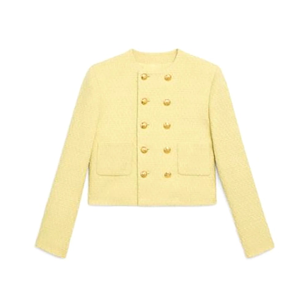 ÁO Celine Women Chasseur Jacket in Boucle Tweed-Yellow