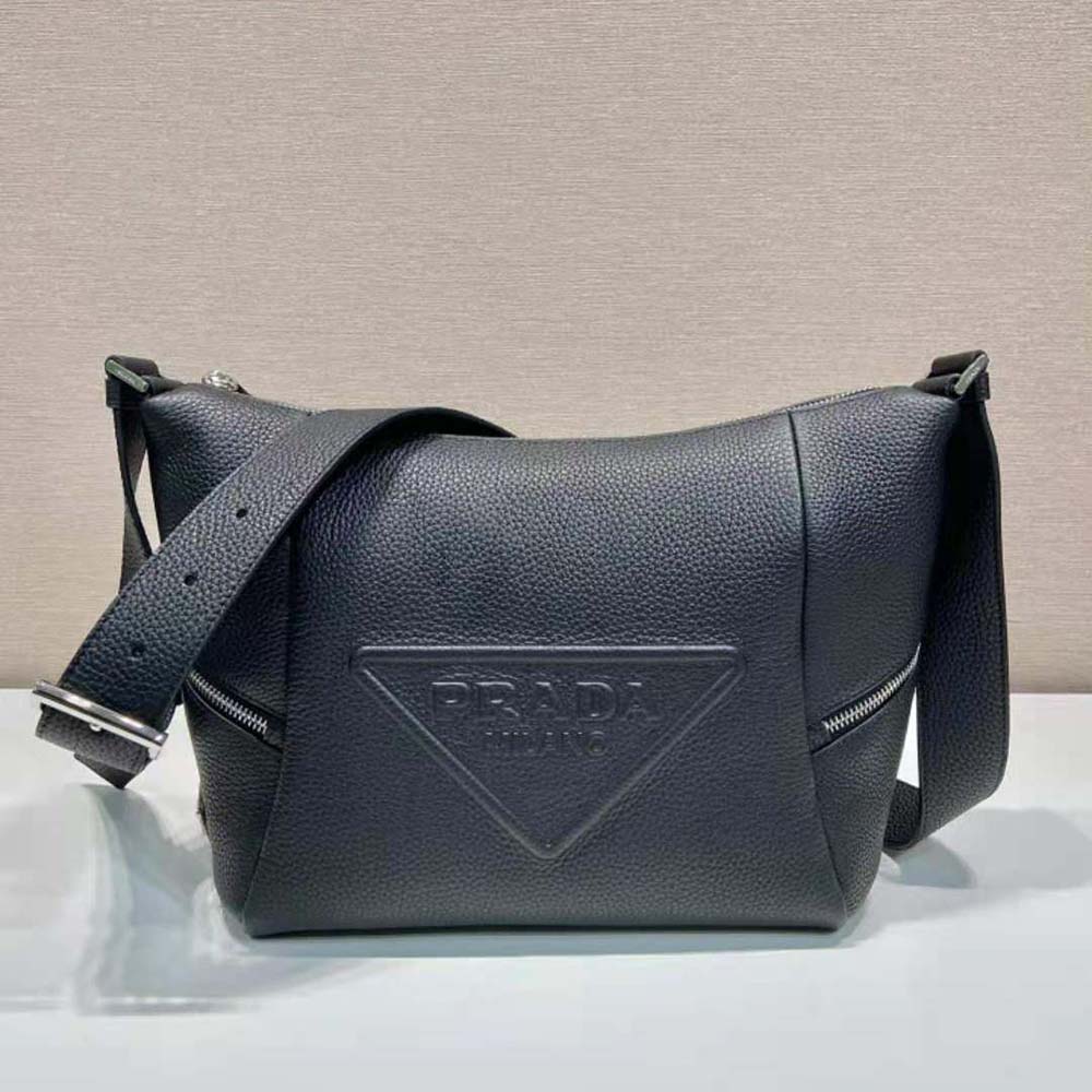 TÚI Prada Leather Bag with Shoulder Strap-Black