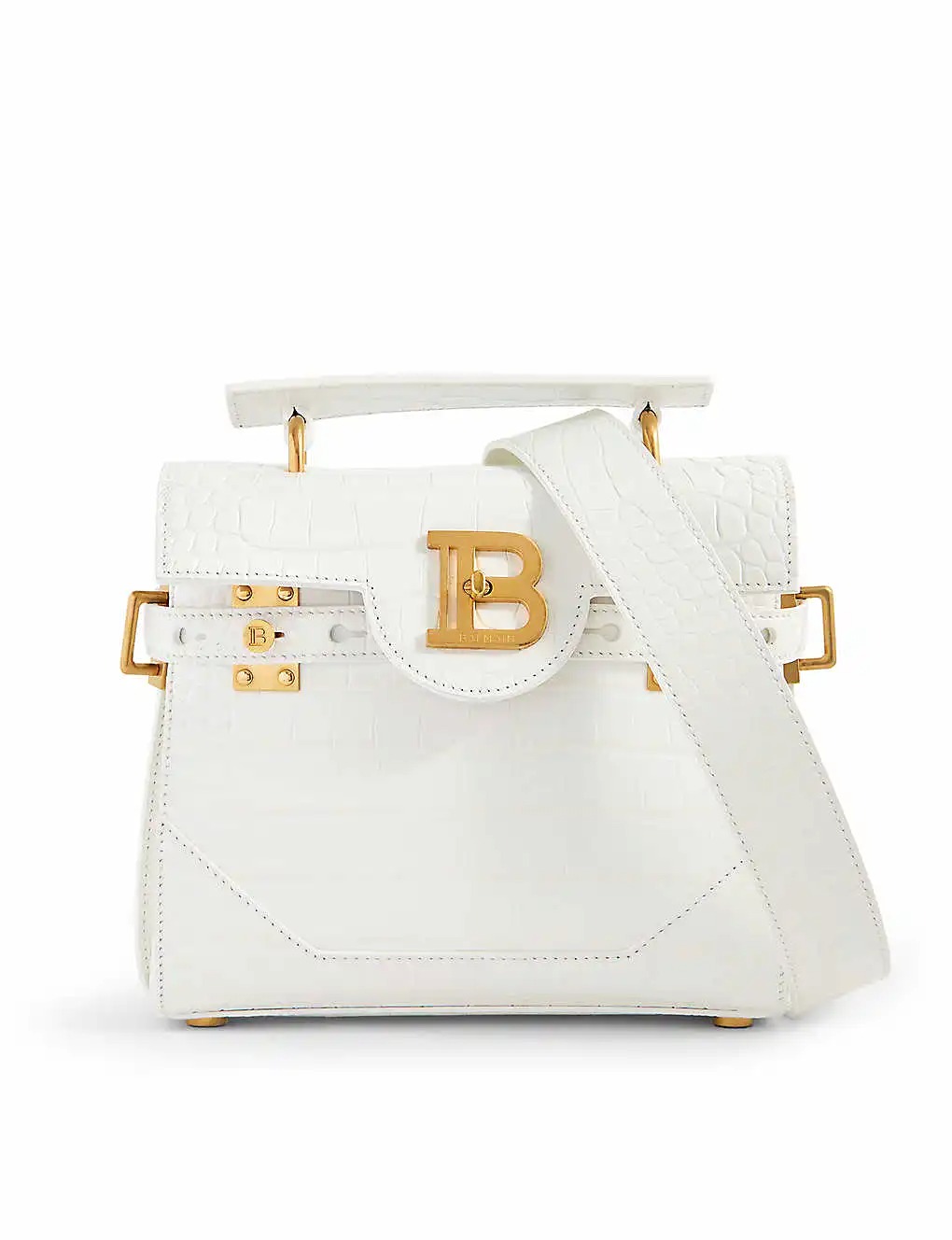 TÚI BALMAIN B-Buzz 23 branded-hardware croc-embossed leather top-handle bag