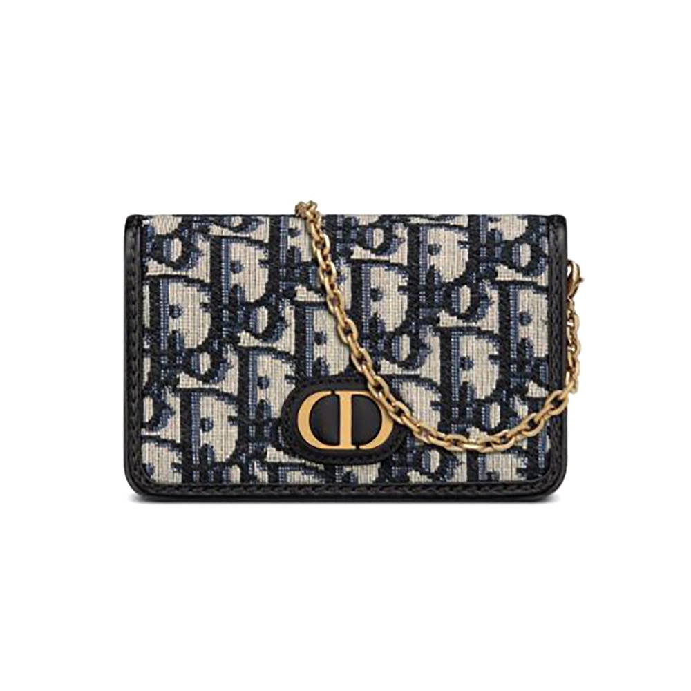 Dior Women 30 Montaigne nano pouch Blue Dior Oblique Jacquard