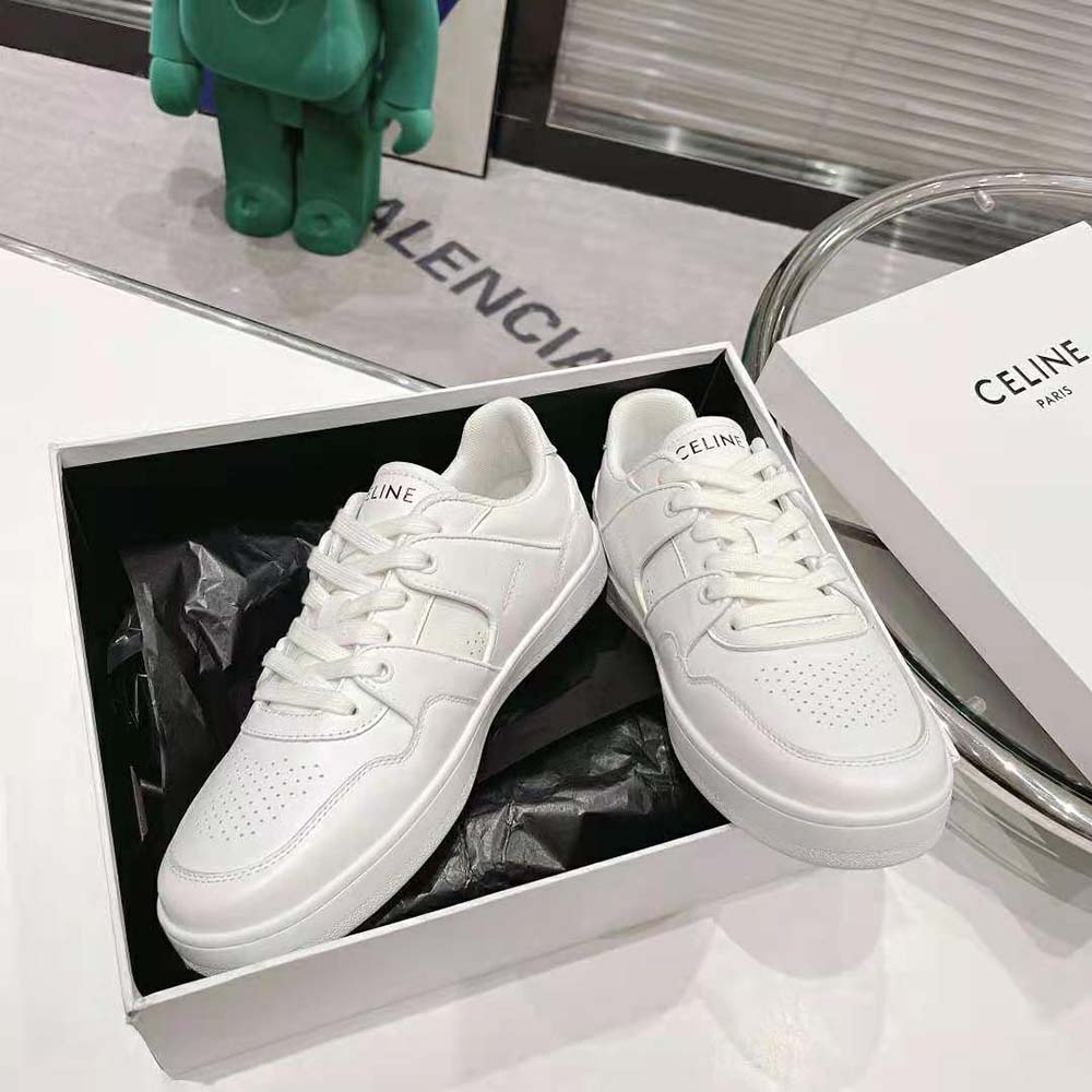 GIÀY CELINE Trainer Low Lace-up Sneaker in Calfskin-White
