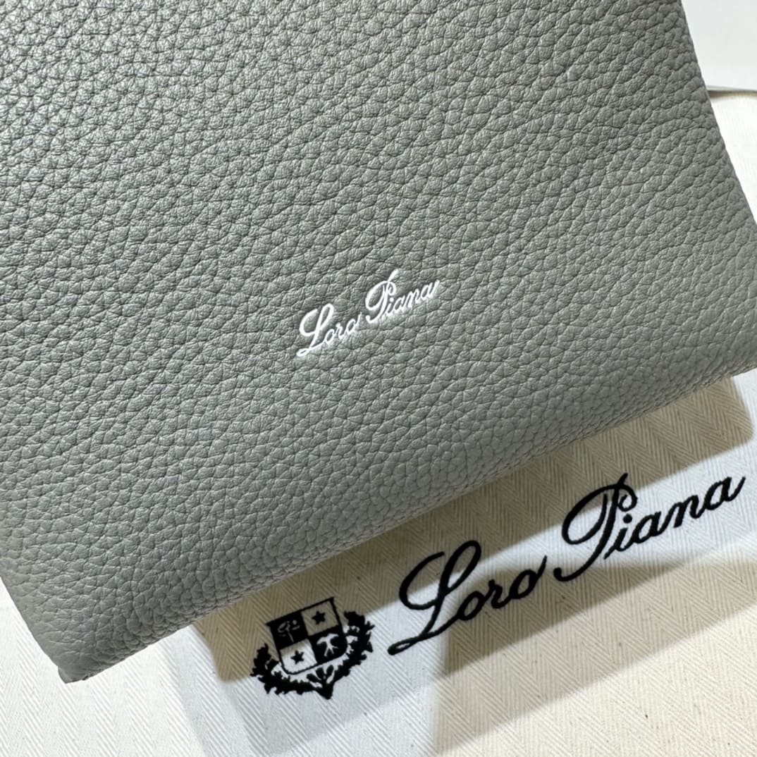TÚI Loro Piana Bale Micro bằng da bê màu xám da voi