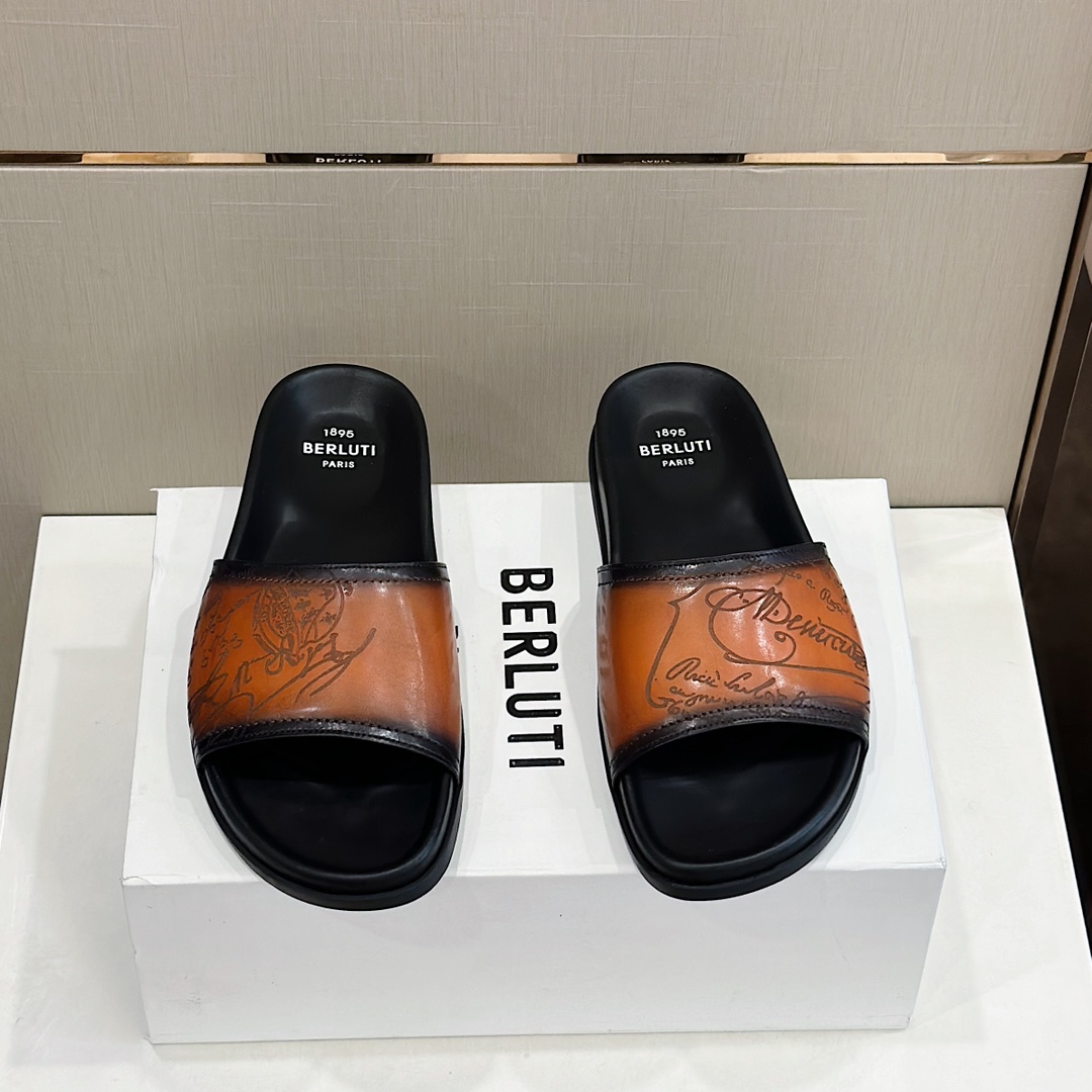 DÉP BERLUTI PATINA LEATHER SLIPPER
