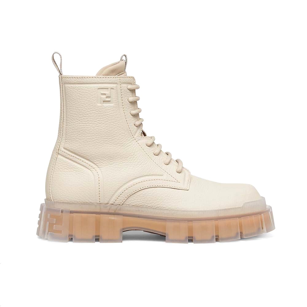 Giày Fendi Women Force Beige Leather Ankle Boots