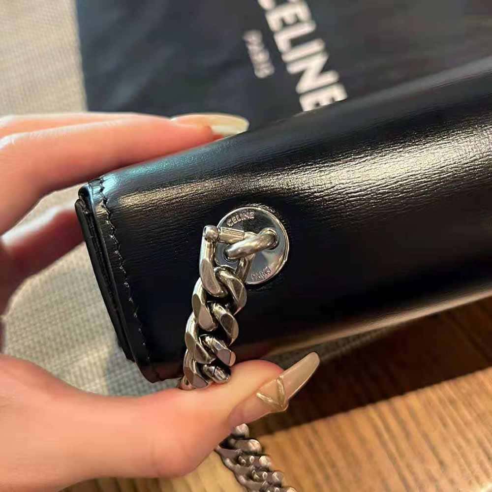 TÚI Celine Women Chain Shoulder Bag Triomphe in Shiny Calfskin