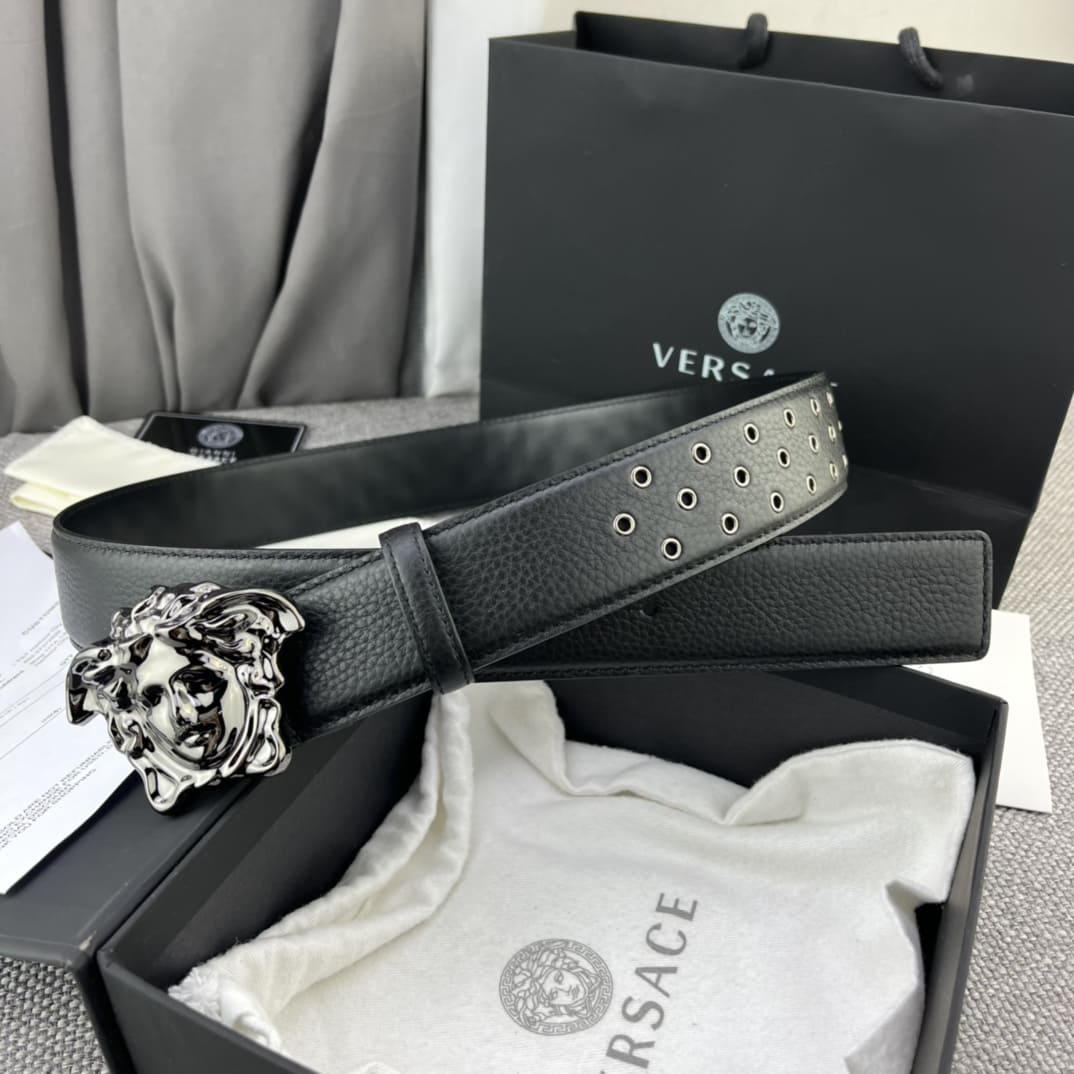 DÂY LƯNG VERSACE MEDUSA HEAD CALFSKIN LEATHER Khóa đen
