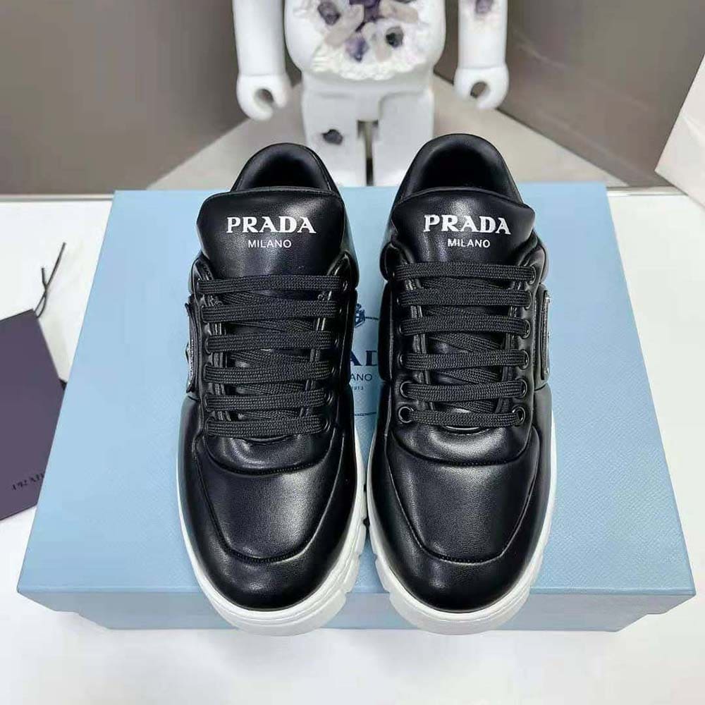 GIÀY Prada Women Padded Nappa Leather Sneakers-Black