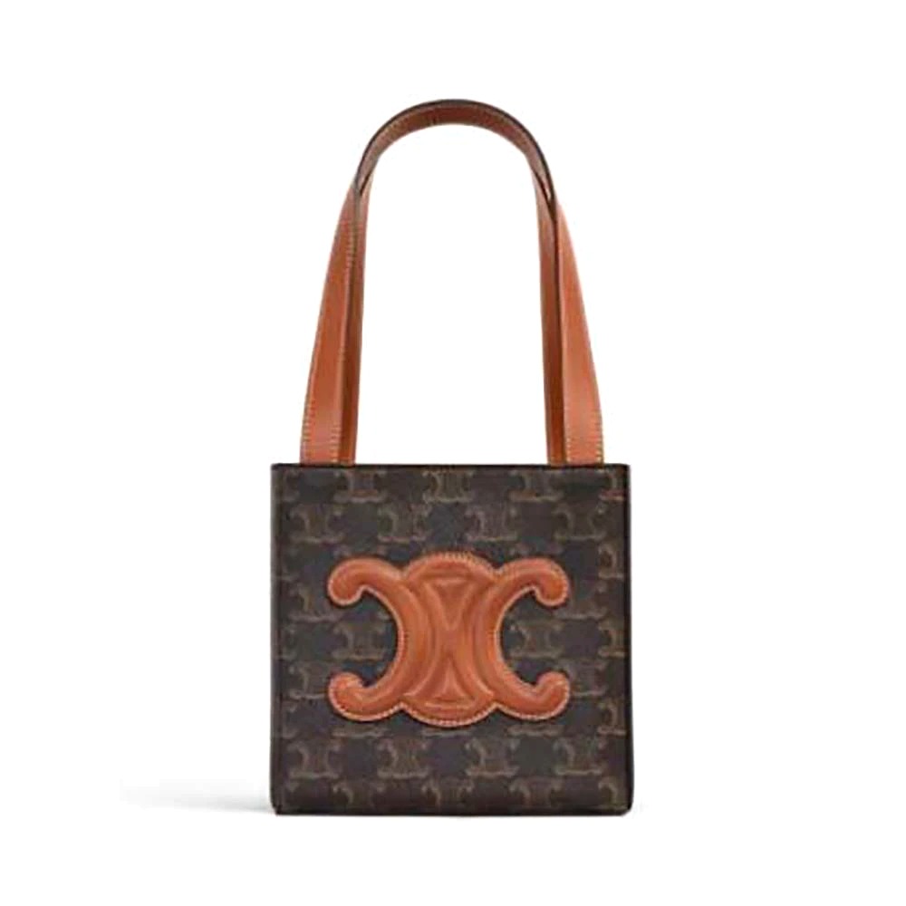 TÚI Celine Women Cube Bag Cuir Triomphe in Triomphe Canvas and Calfskin